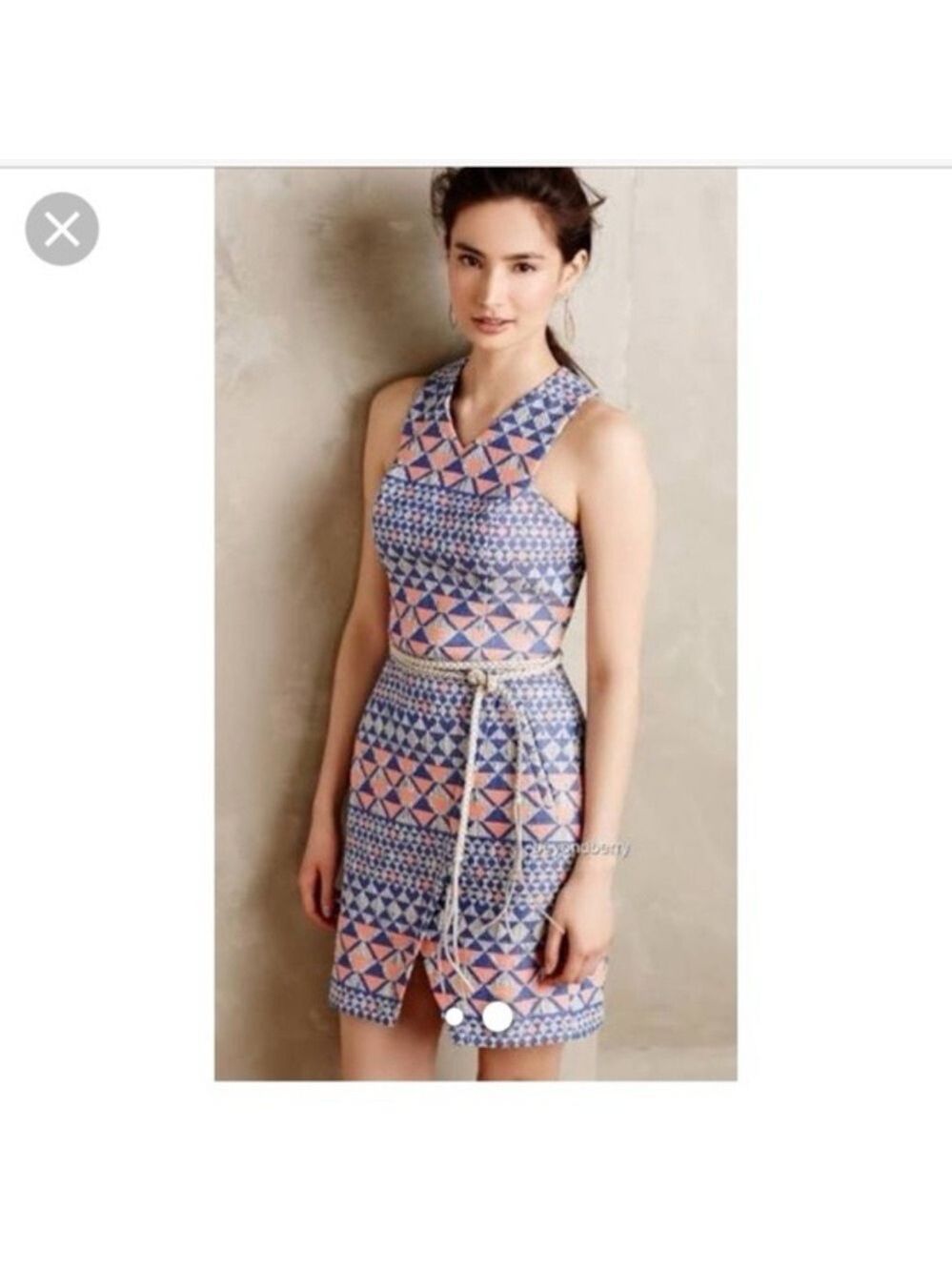 Anthropologie Geometric Sleeveless Bodycon Dress Size 2